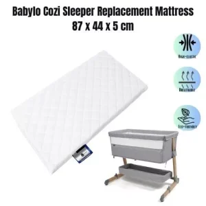 Foam Mattress Compatible with Babylo Cozi Sleeper – 87x44x5cm, Replacement Mattress for Bedside Cribs, Travel Cots, Compact Bassinets & Portable Baby Beds.