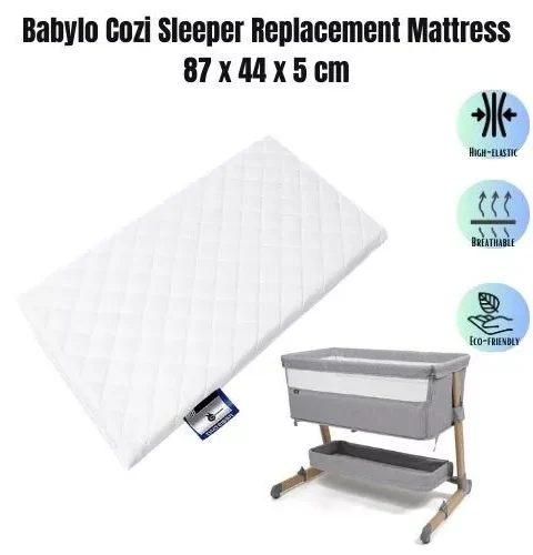 Foam Mattress Compatible with Babylo Cozi Sleeper – 87x44x5cm, Replacement Mattress for Bedside Cribs, Travel Cots, Compact Bassinets & Portable Baby Beds.