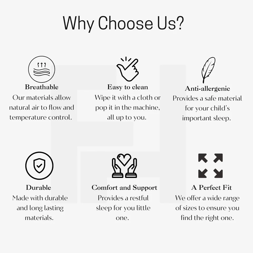 Cot bed Foam Mattress with Quilted Removable Zipped cover 140x70cm, 120x60cm - Image 6