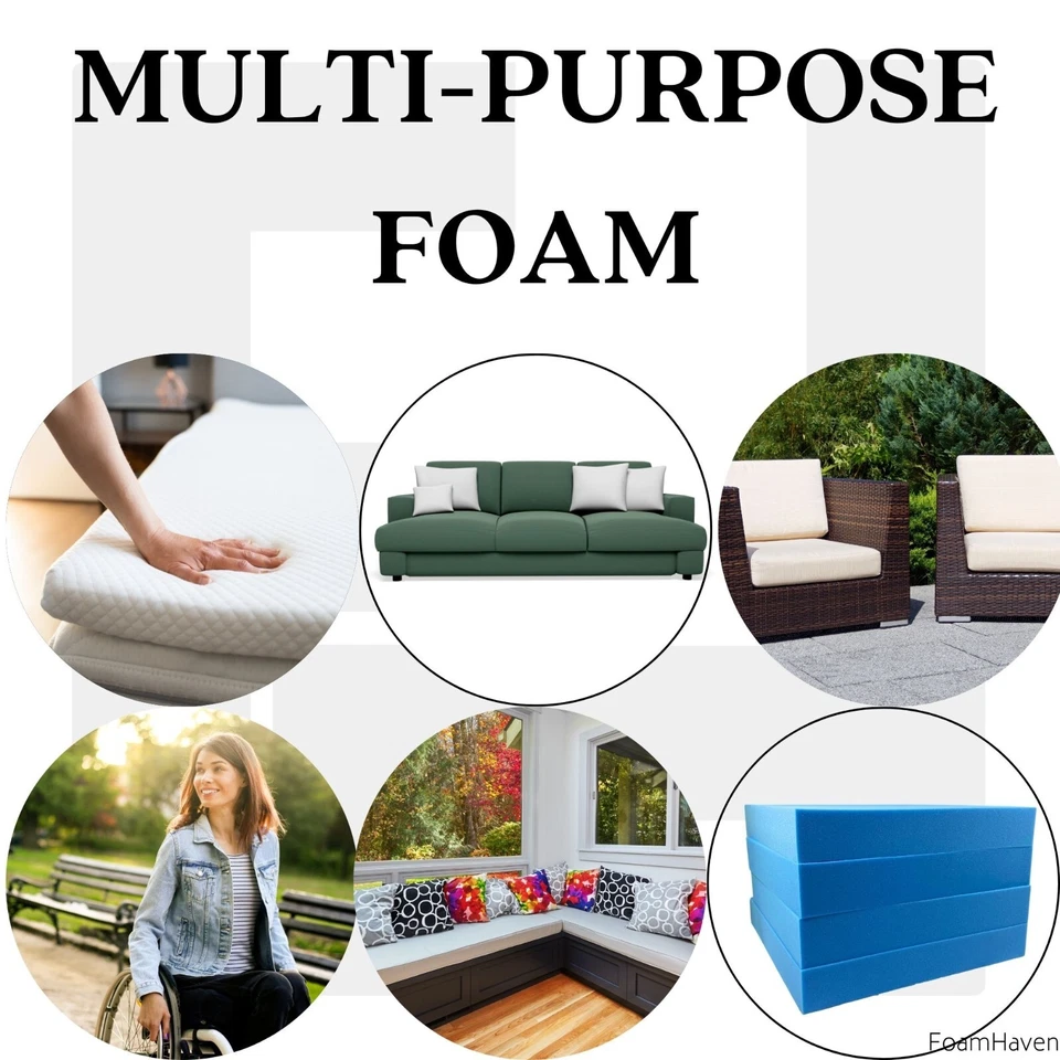 High Density Upholstery Foam, Cut to Size Replacement Sofa Sheet 1" 2" 3" 4" 5" - Image 5