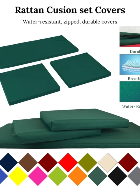 Waterproof 3pcs Rattan Chair Cushion Covers Only For Outdoor Garden Sofa Seats
